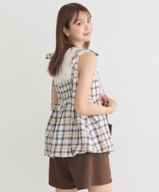 earth music&ecology チェックパターンバルーンキャミビスチェ