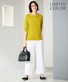 自由区 L 【カタログ掲載・WEB限定カラーあり・洗える】リネンミドルゲージボートネック ニット