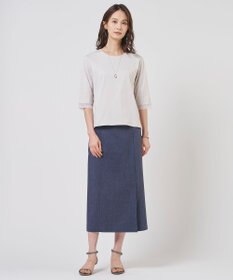 J.PRESS LADIES リネンバイオシャンブレー Aライン スカート