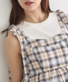 earth music&ecology チェックパターンバルーンキャミビスチェ