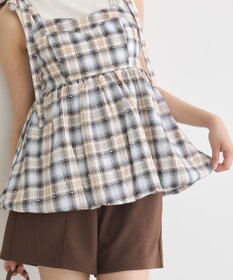 earth music&ecology チェックパターンバルーンキャミビスチェ