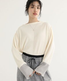 Green Parks プリーツ袖配色プルオーバー