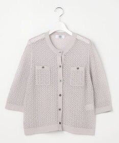 J.PRESS LADIES L LINEN COTTON BLEND ニット カーディガン