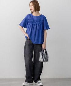 23区 【WEB&一部店舗限定】コットンローン ピンタック フレア ブラウス