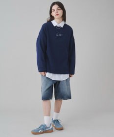 WEGO 【ユニセックス着用ITEM/SMLサイズ展開】アクセ付きワンポイントニットプルオーバー