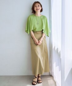 自由区 L 【カタログ掲載・接触冷感・UVカット・洗える】デニムライクボトムフレア スカート