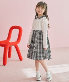 組曲 KIDS 【110-140㎝】チェックタフタドッキング ワンピース