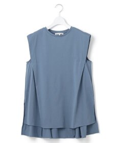 23区 L 【洗える】コンパクトヤーン フレアデザイン ノースリーブ カットソー