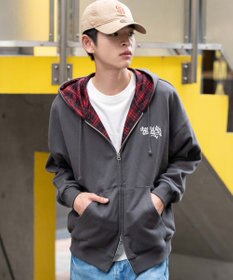WEGO 【ユニセックス着用ITEM/MLサイズ展開】チェックZIPパーカー