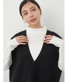 earth music&ecology ＳＥＴ２点圧縮風ポンチベスト＋リブタートル