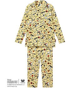 WACOAL PEANUTS パジャマ 長袖 長ズボン 綿100%(本体) スヌーピー レディース FDX562 /ワコール
