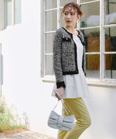 Tiaclasse 【洗える】ツイードニットカーディガン