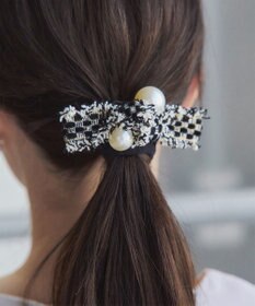 Tiaclasse パール×ツイードリボンヘアゴム