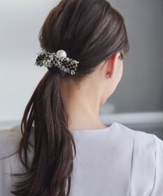 Tiaclasse パール×ツイードリボンヘアゴム