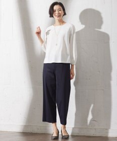 J.PRESS LADIES S 【セットアップ対応・洗える・抗菌防臭】T/Cポンチ セミワイド パンツ