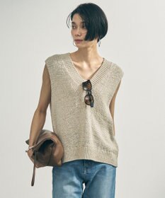 UNFILO テープヤーンニット ベスト グレージュ