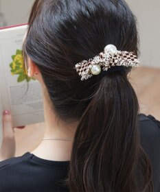 Tiaclasse パール×ツイードリボンヘアゴム