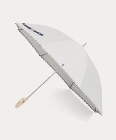 MOONBAT 【1級遮光/遮熱/UV】POLO RALPH LAUREN（ポロ ラルフローレン）晴雨兼用日傘  ストライプ スカラ刺繍 長傘