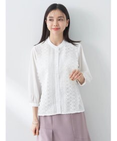 earth music&ecology フロントレースシフォンブラウス