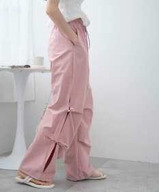 WEGO 【ウエストゴム】サイドリボンパラシュートパンツ