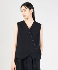 23区 【エステータ】ウールリネン アシンメトリーボタン ベスト