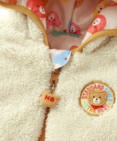 MIKI HOUSE HOT BISCUITS カラフルビーンズ 裏ボアフリース リバーシブル総柄マント