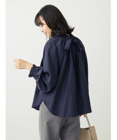 Green Parks スタンドフリルボウタイブラウス