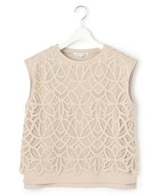 23区 L 【洗える/汗じみ防止加工】エンブロイダリージャージー フレンチスリーブ カットソー