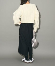 Green Parks フリンジスリーブショート丈ケーブルニット