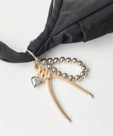 Phoebe ハートレザーコードバッグチャーム　シルバー