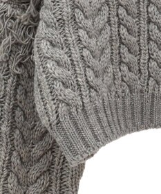 Green Parks フリンジスリーブショート丈ケーブルニット