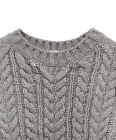 Green Parks フリンジスリーブショート丈ケーブルニット