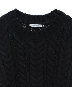 Green Parks フリンジスリーブショート丈ケーブルニット