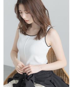 Te chichi 【接触冷感/マシンウォッシャブル】バイカラー2WAYニットタンクトップ