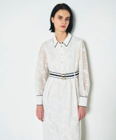 GRACE CONTINENTAL ストライプフラワー刺繍ワンピース