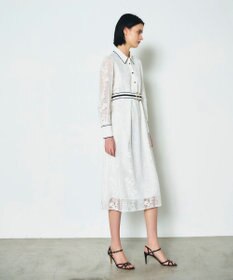 GRACE CONTINENTAL ストライプフラワー刺繍ワンピース