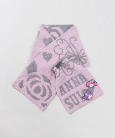 AURORA 【 ANNA SUI（アナ スイ）】マイメロディ&クロミ 刺しゅうブローチ付きモールニットマフラー