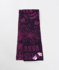 AURORA 【 ANNA SUI（アナ スイ）】マイメロディ&クロミ 刺しゅうブローチ付きモールニットマフラー