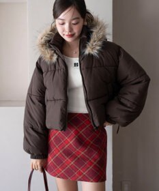 WEGO 【25年秋冬新作/SMサイズ展開】2WAYファーフードショートパファーブルゾン