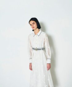 GRACE CONTINENTAL ストライプフラワー刺繍ワンピース