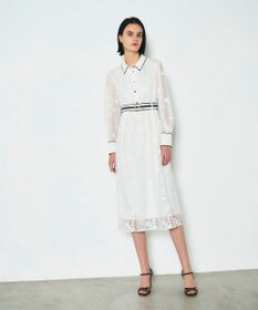 GRACE CONTINENTAL ストライプフラワー刺繍ワンピース