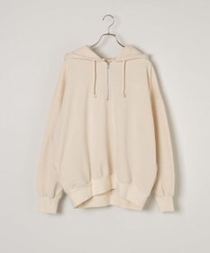 WEGO ピグメントハーフZIPロゴプルパーカー