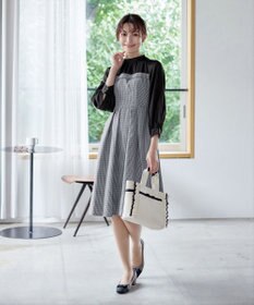 Tiaclasse 【洗える】ビスチェ風ツイードチェックドッキングワンピース