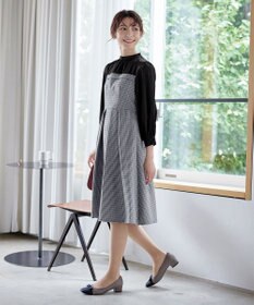 Tiaclasse 【洗える】ビスチェ風ツイードチェックドッキングワンピース