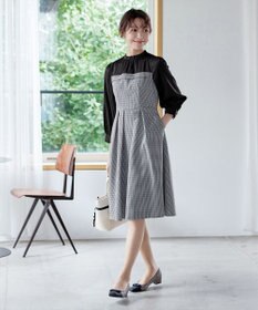 Tiaclasse 【洗える】ビスチェ風ツイードチェックドッキングワンピース