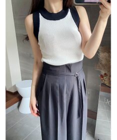 Green Parks デザインヘム配色ニットタンクトップ