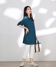 Tiaclasse 【洗える】フレアカフスポンチチュニックブラウス