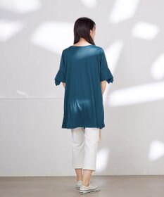 Tiaclasse 【洗える】フレアカフスポンチチュニックブラウス