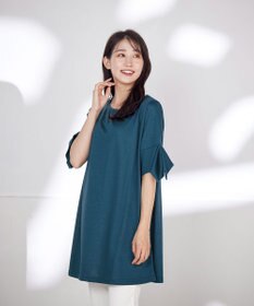 Tiaclasse 【洗える】フレアカフスポンチチュニックブラウス