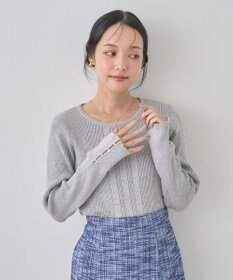 earth music&ecology パール＆ビジュースリーブプルオーバー